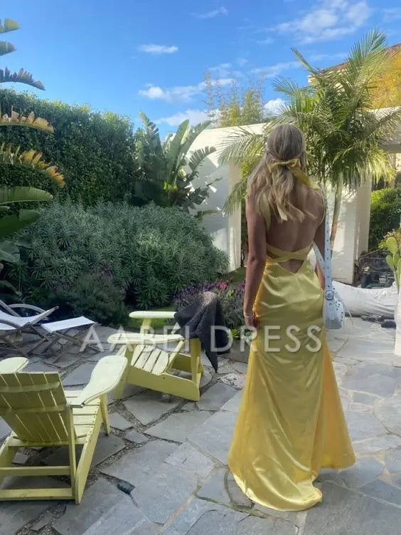 AABEI DRESS Prom Dress Satin Mermaid Sheath Sleeveless Backless Elegant Hot Sale Dress