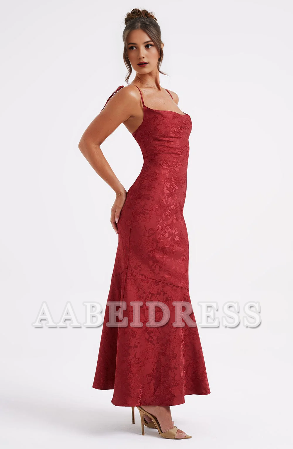 Formal Wear Dresses Bridesmaid Dresses Cowl Neck Jacquard Lace up Elegant Dresses High Quality Wedding Guests Dresses