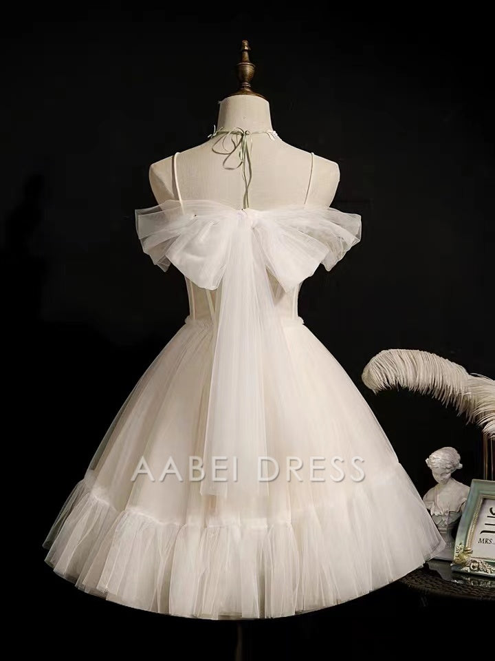 AABEI DRESS New Homecoming Dress Elegant A-Line spaghetti straps sleeveless appliques Ruched Fashion Short Prom Dresse