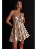 AABEI DRESS New Homecoming Dress Sexy A Line Deep V Neck Backless Cocktail Dresses Carnival Sleeveless Sequined with Pleats Sparkle Short Prom Dresse