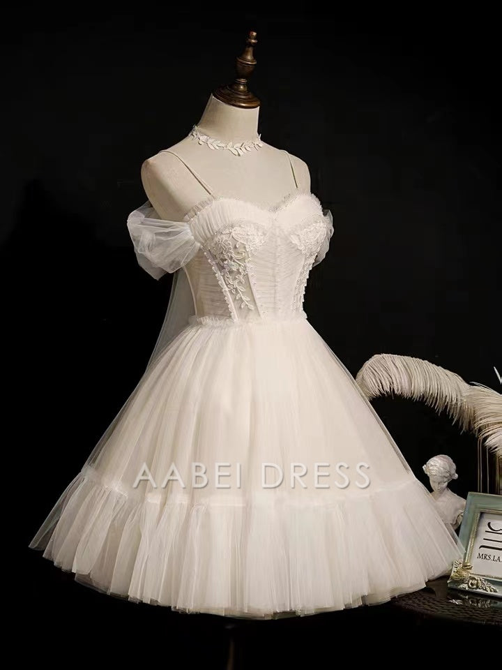 AABEI DRESS New Homecoming Dress Elegant A-Line spaghetti straps sleeveless appliques Ruched Fashion Short Prom Dresse