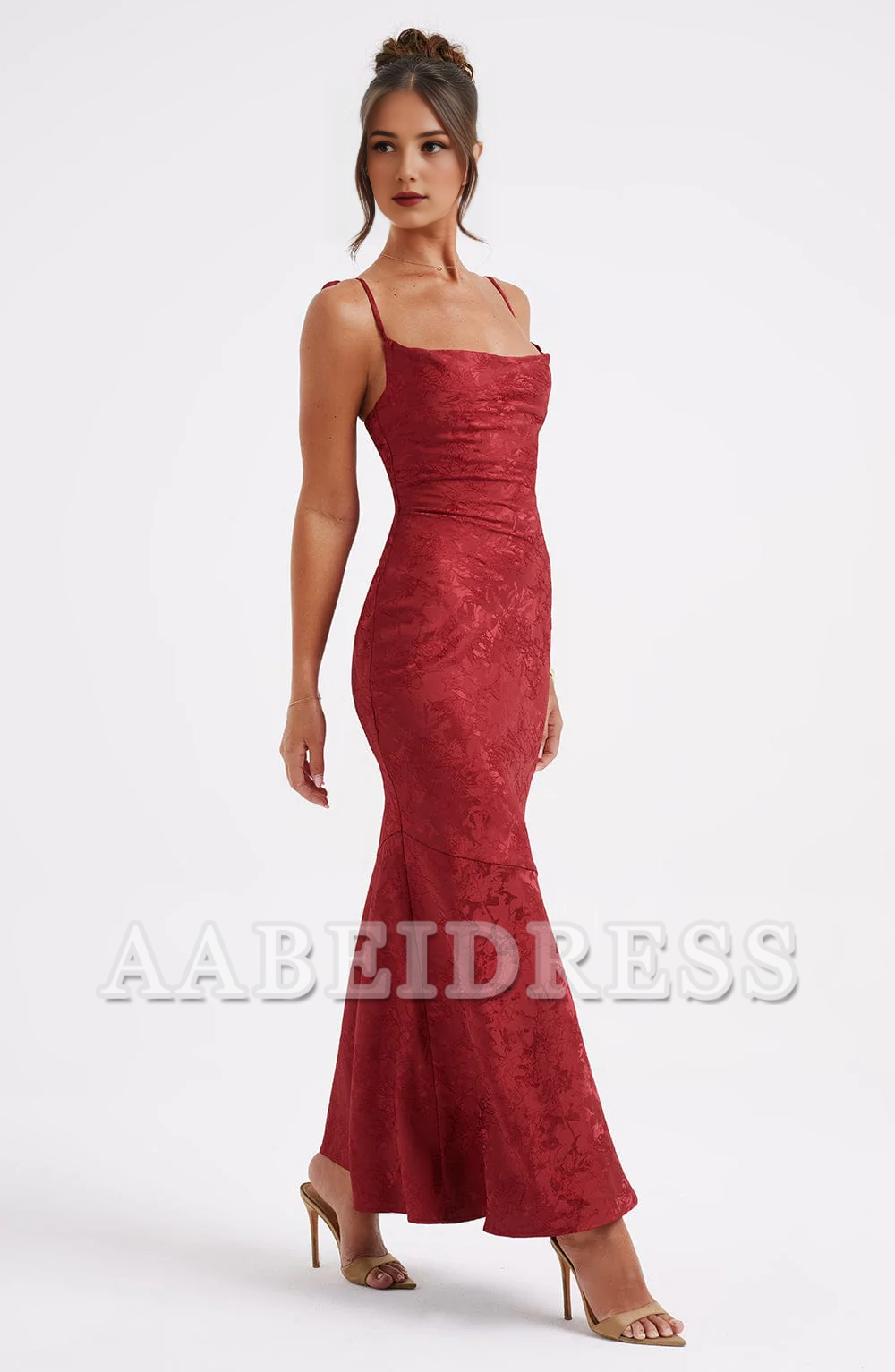 Formal Wear Dresses Bridesmaid Dresses Cowl Neck Jacquard Lace up Elegant Dresses High Quality Wedding Guests Dresses