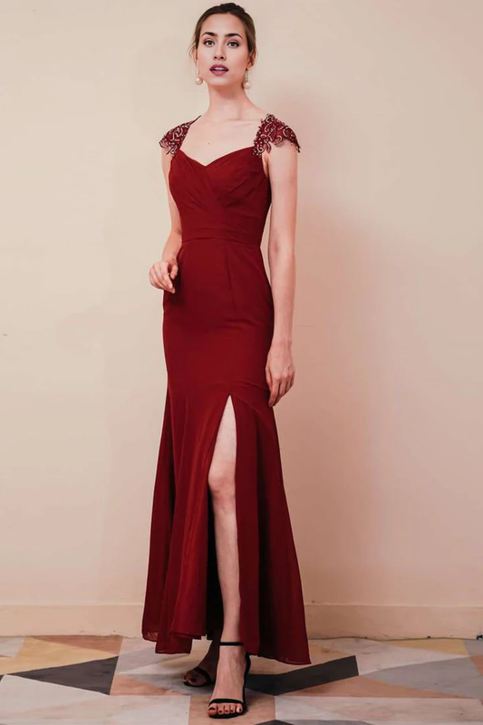 AABEI DRESS High Quality Mother of The Bride Dress Gorgeous Mermaid Embroidery Sheer straps Chiffon Long Charming Dress Formal Dresses