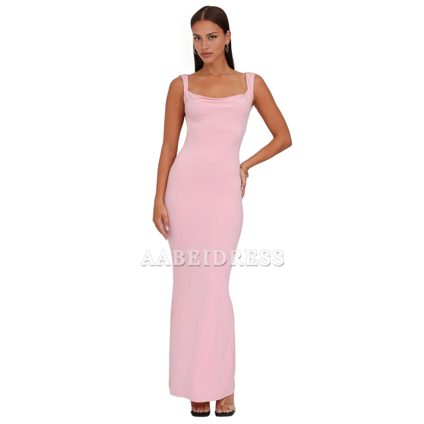 Prom Dress Elegant Satin Bow Maxi Dress Sexy Cowl Neck Backless Charming Cocktail Party Evening Gown Wedding Guest Dresses Formal Wear Dresses