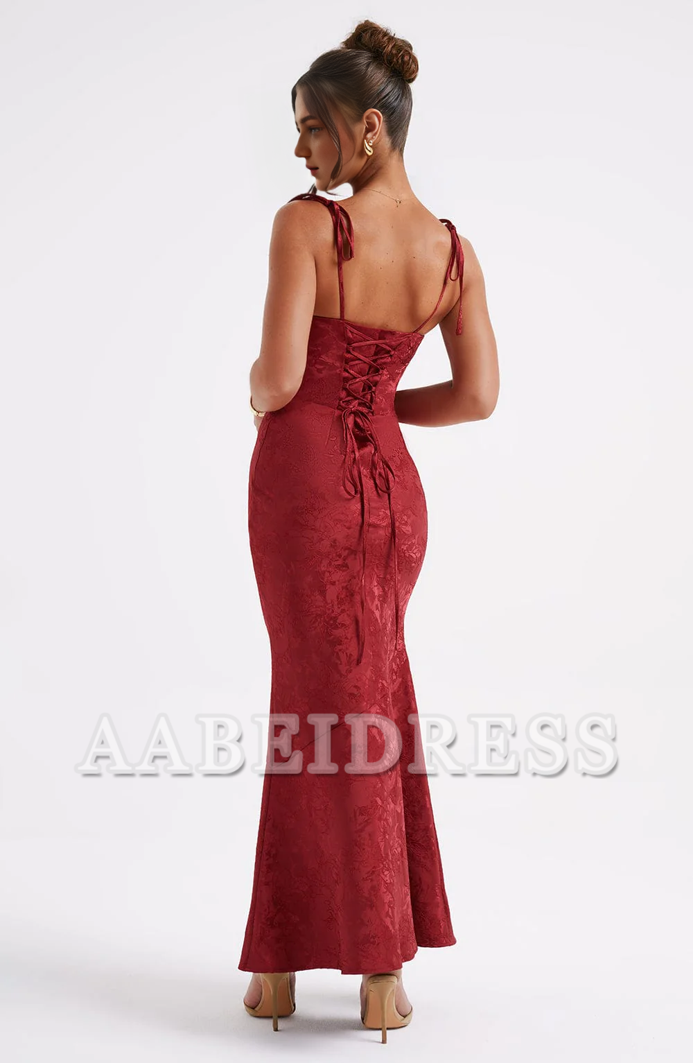 Formal Wear Dresses Bridesmaid Dresses Cowl Neck Jacquard Lace up Elegant Dresses High Quality Wedding Guests Dresses