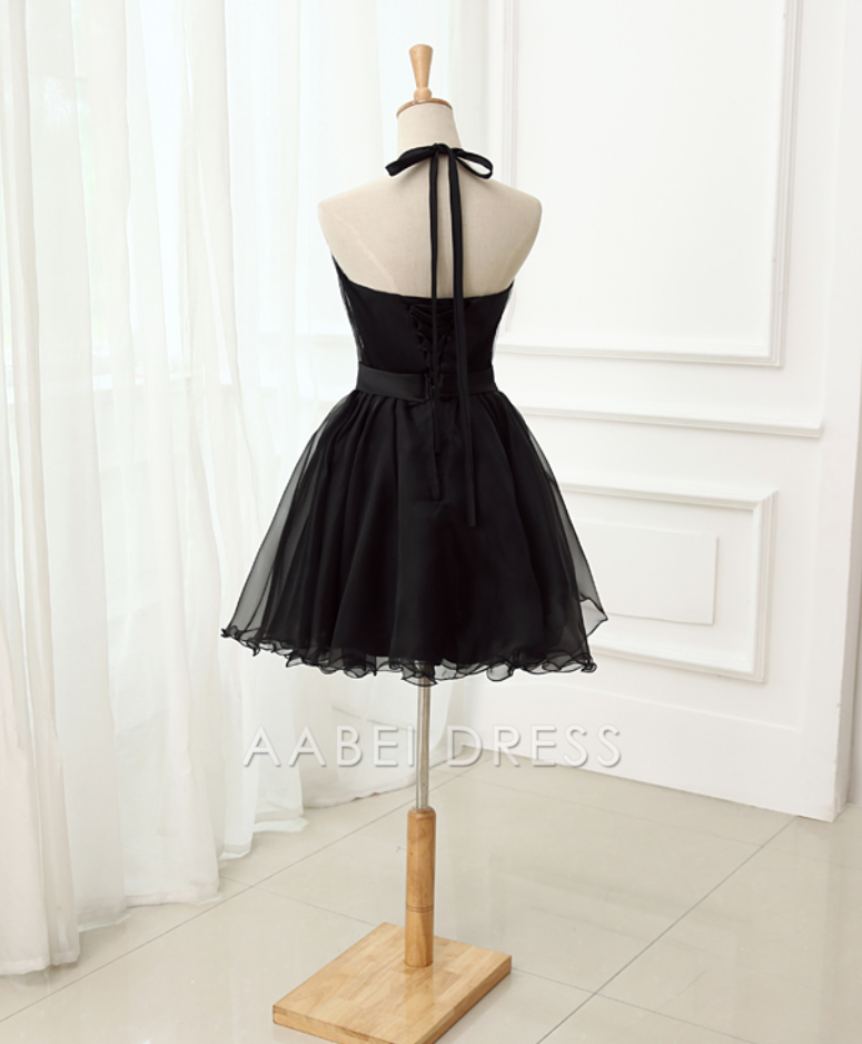 AABEI DRESS New Homecoming Dress Elegant A-line Halter Beading Sleeveless Lace Up Back Ruched Cute Short Prom Dresse