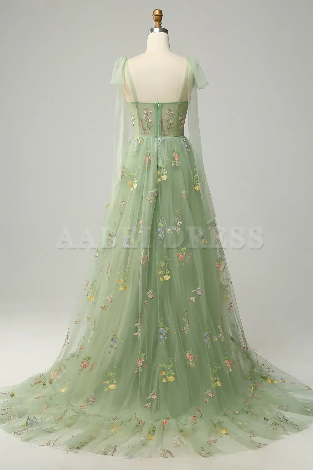 Prom Dress A Line Spaghetti Straps Corset Lace up Long Embroidery Luxurious Formal Wear Dresses
