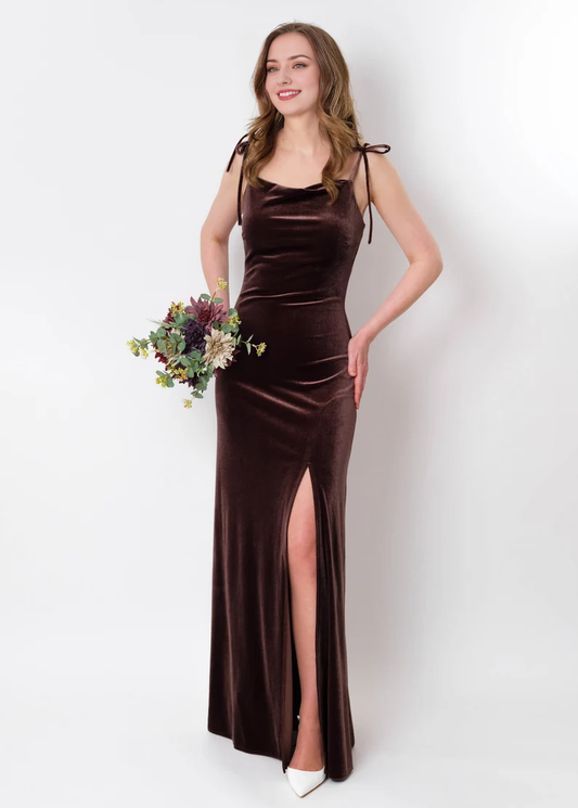 Evening Dress Velvet Dress Spaghetti Strap Backless Side Fork Bodycon Dress Long Velvet Dress Formal Dresses Wedding Guest Dress