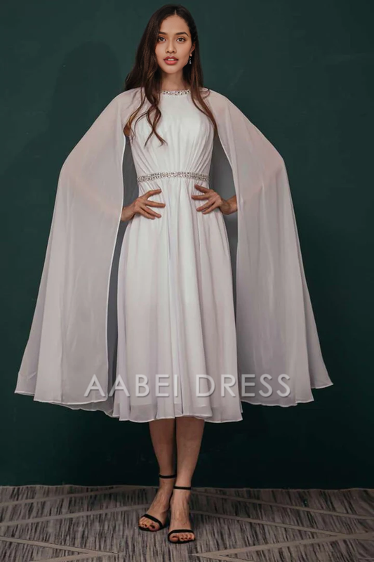 AABEI DRESS High Quality Mother of The Bride Dress Elegant A-line Rhinestone Collar Cloak Sleeves Chiffon Exquisite Sparkle Dresses Formal Dresses