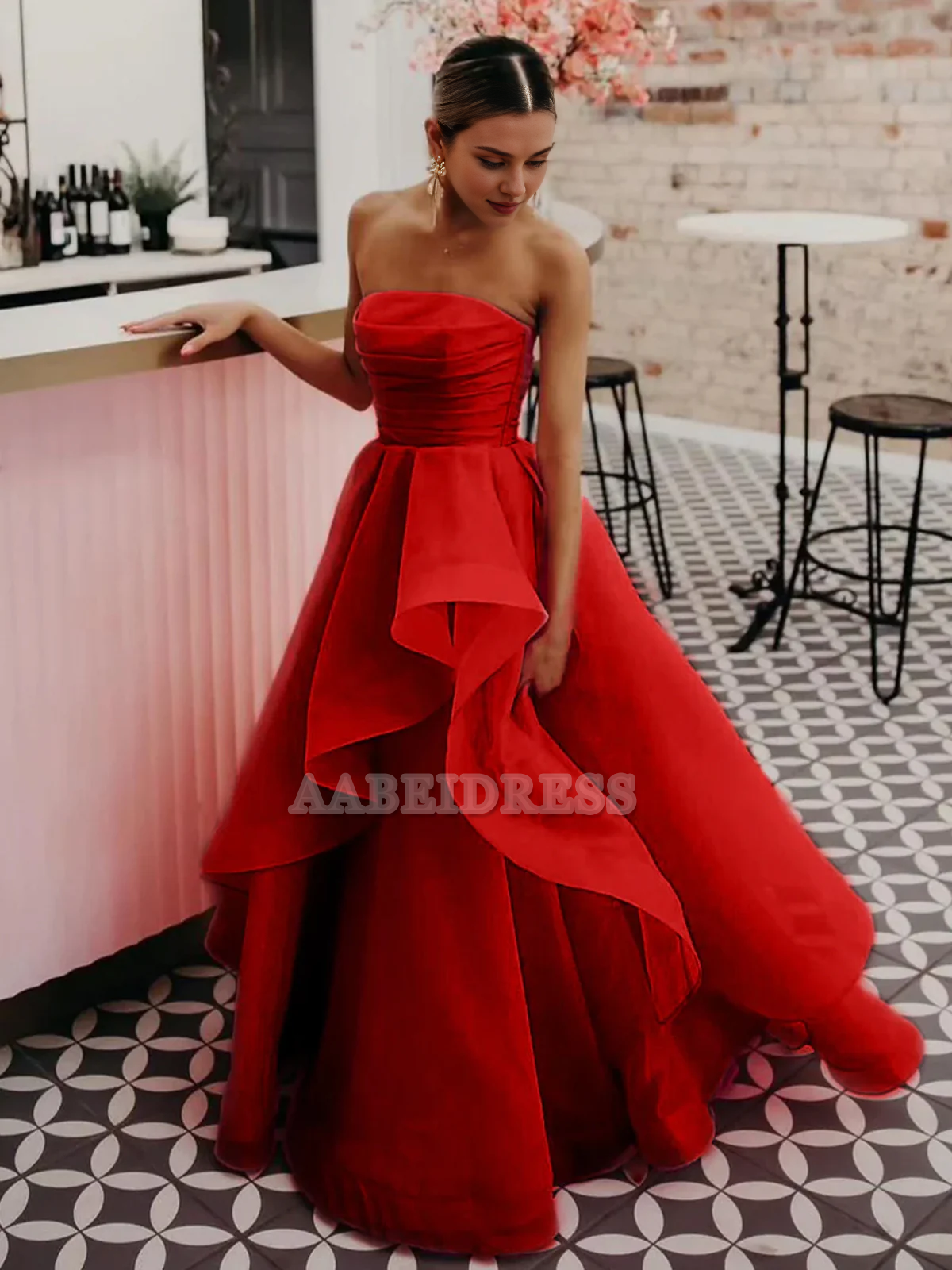 Evening Dress A Line Strapless Organza Irregular Prom Dress Fantastic Gorgeous Formal Women's Dresses