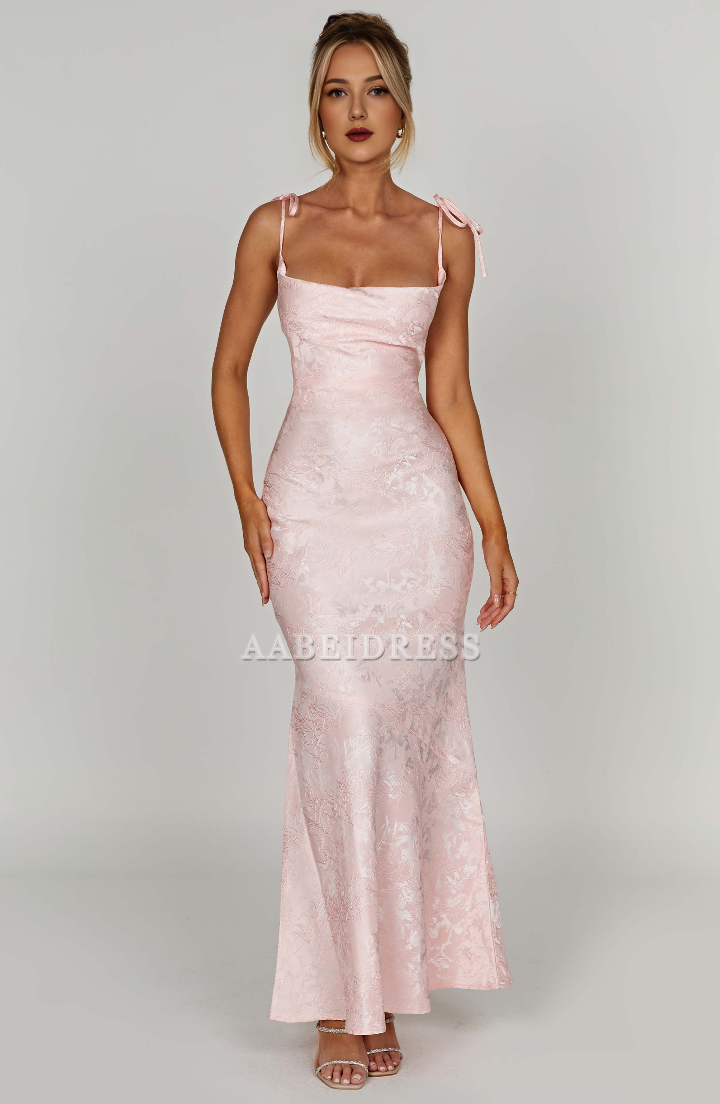 Formal Wear Dresses Bridesmaid Dresses Cowl Neck Jacquard Lace up Elegant Dresses High Quality Wedding Guests Dresses