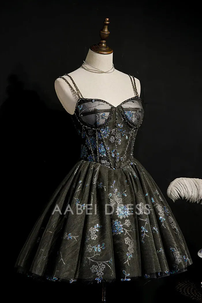 AABEI DRESS New Homecoming Dress Charming A-Line Sweetheart spaghetti straps sleeveless beading Sparkle Short Prom Dresse