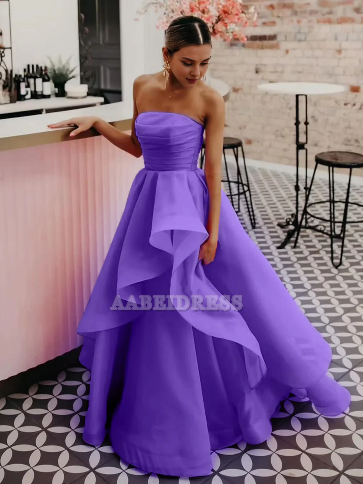 Evening Dress A Line Strapless Organza Irregular Prom Dress Fantastic Gorgeous Formal Women's Dresses