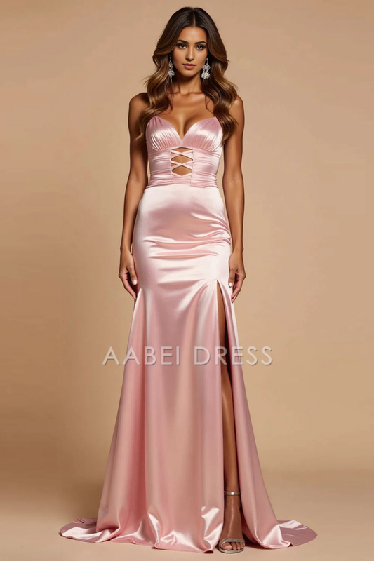 AABEI DRESS Hot Sale Prom Dress Exquisite Mermaid Sheath V-Neck Sweetheart Backless Fashion Long With Slit Formal Dress