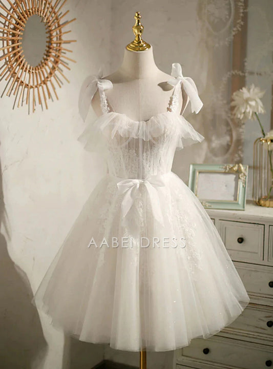 AABEI DRESS New Homecoming Dress Exquisite A-Line Sweetheart Spaghetti Straps Sleeveless Lace Applique Sweet Short Prom Dresse