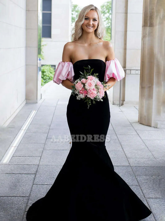 Evening Dress Off Shoulder Mermaid Cultivate oneself Velvet Long Prom Dress Detachable Sleeves Formal Women's Dresses