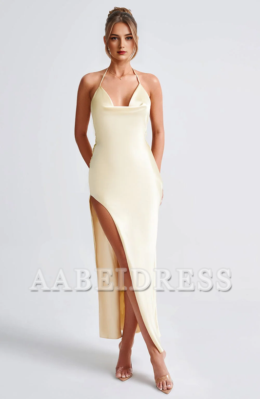 Formal Wear Dresses Bridesmaid Dresses Cowl Neckline Backless Side Fork Sexy Charming Dresses Wedding Guests Dresses