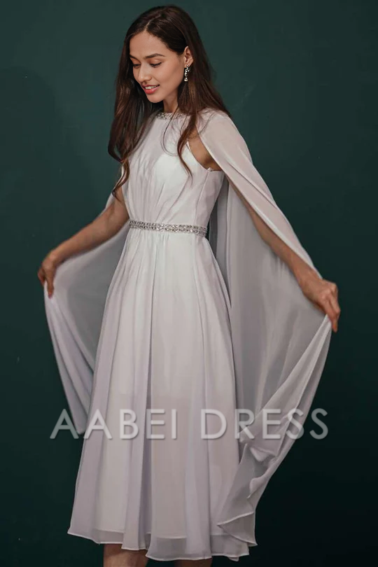 AABEI DRESS High Quality Mother of The Bride Dress Elegant A-line Rhinestone Collar Cloak Sleeves Chiffon Exquisite Sparkle Dresses Formal Dresses