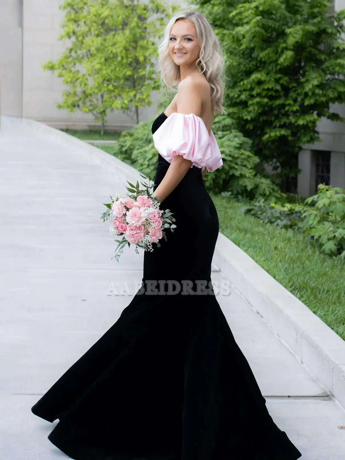 Evening Dress Off Shoulder Mermaid Cultivate oneself Velvet Long Prom Dress Detachable Sleeves Formal Women's Dresses