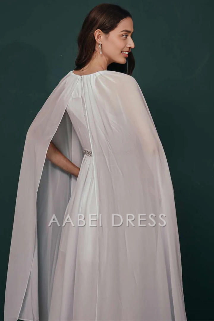AABEI DRESS High Quality Mother of The Bride Dress Elegant A-line Rhinestone Collar Cloak Sleeves Chiffon Exquisite Sparkle Dresses Formal Dresses