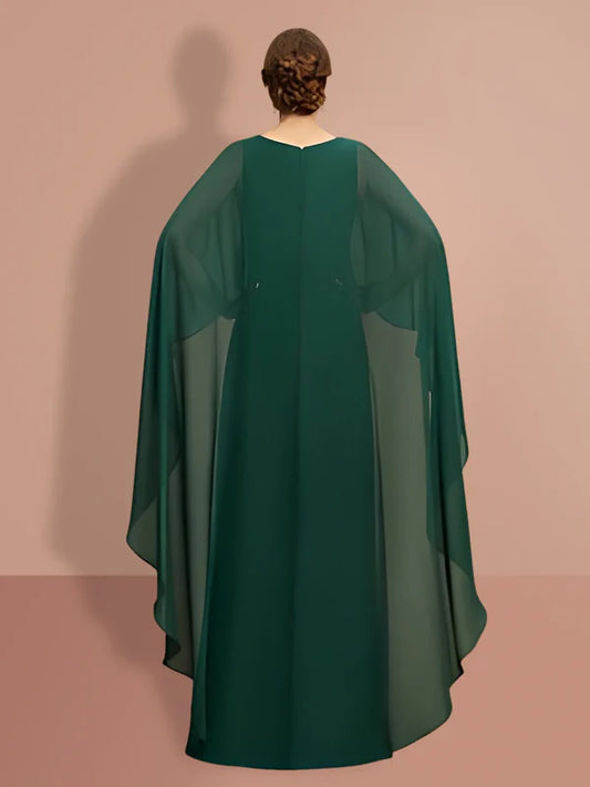 Mother Of The Bride Dresses Sheath Floor Length Long Sleeves With Wrap