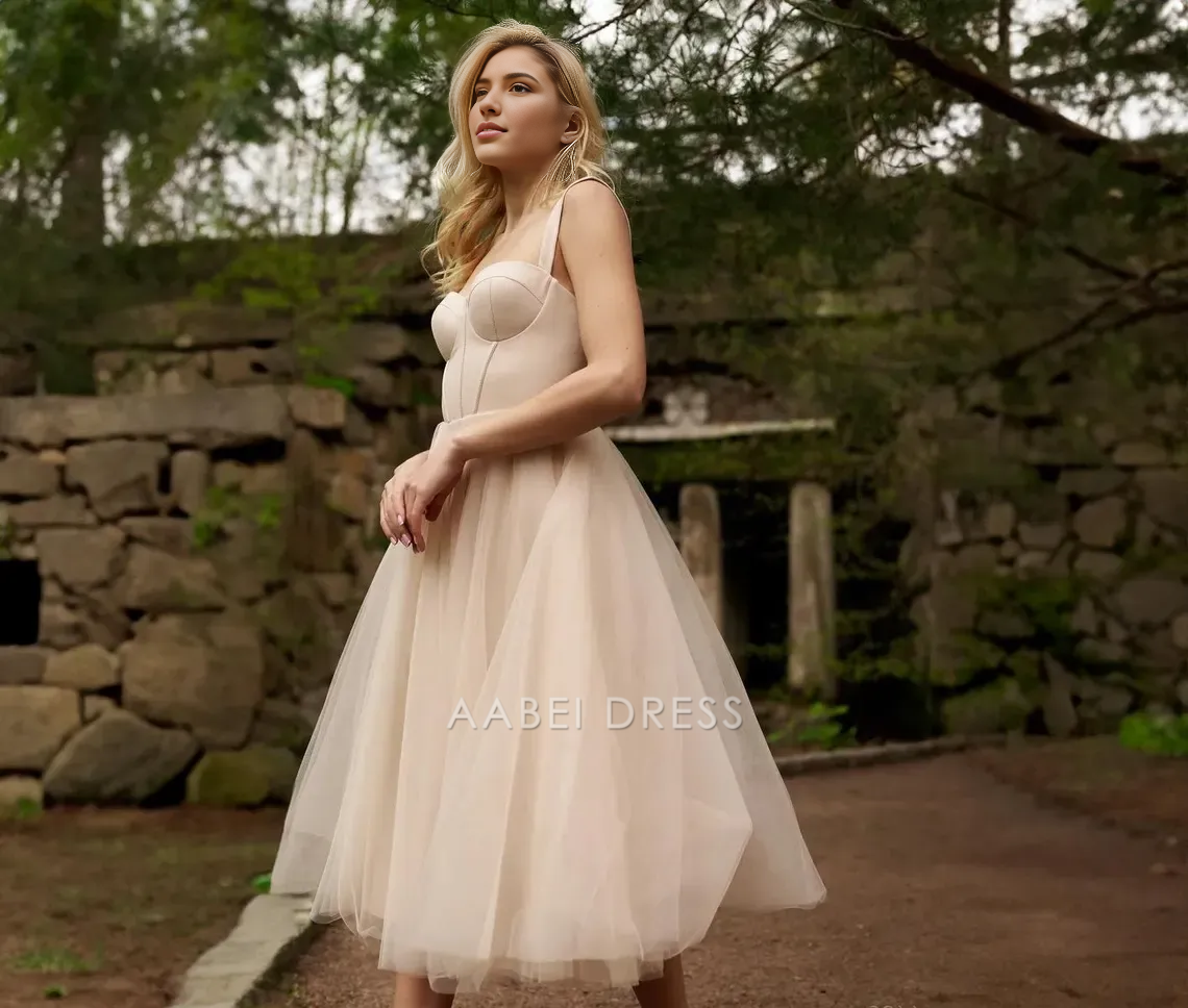 AABEI DRESS Party Dress Elegant A-line Corset Sweetheart Princess Tea-Length Fashion Prom Dress