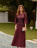 AABEI DRESS High Quality Mother of The Bride Dress Sequin Long sleeves Chiffon Dress Sparkle Gown Formal Dresses