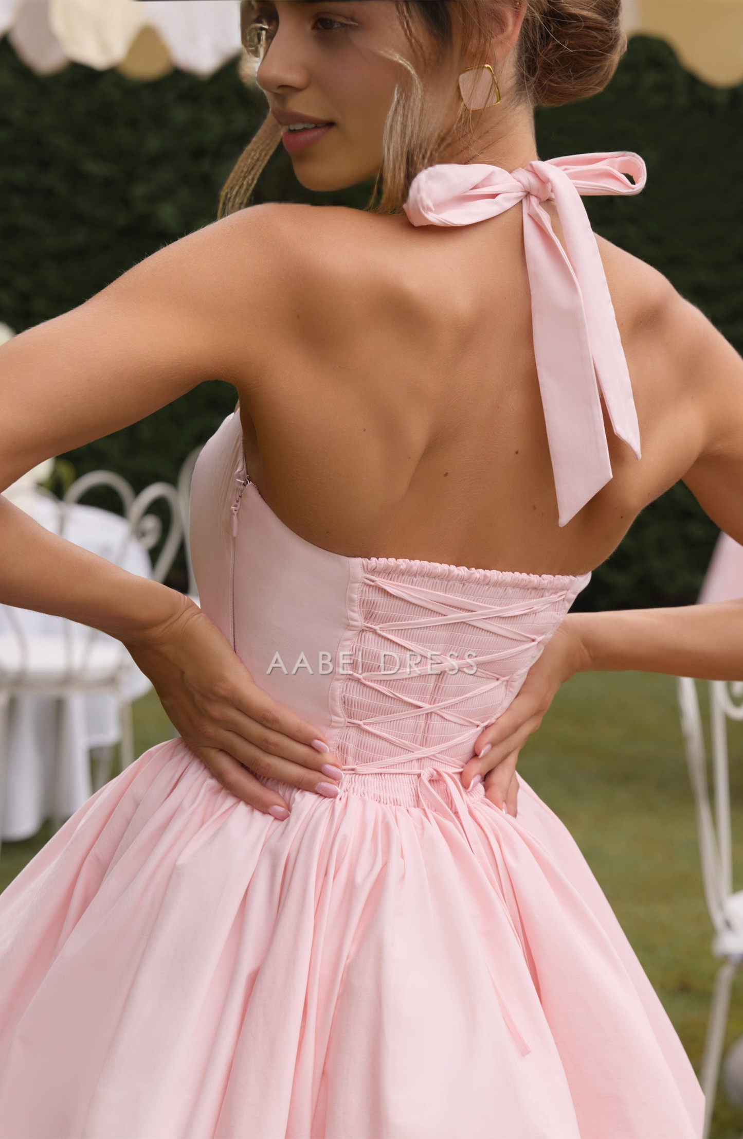 AABEI DRESS Hot Sale Homecoming Dress Fashion Halter Backless Puffball Mini Princess Dress Short Prom Dresse