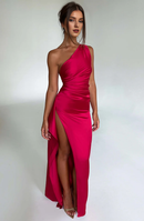 Formal Wear Dresses Prom Dresses One Shoulder Sleeveless Pleated Backless Sheath Asymmetrical Ruched Exquisite Dresses Wedding Guests Dresses