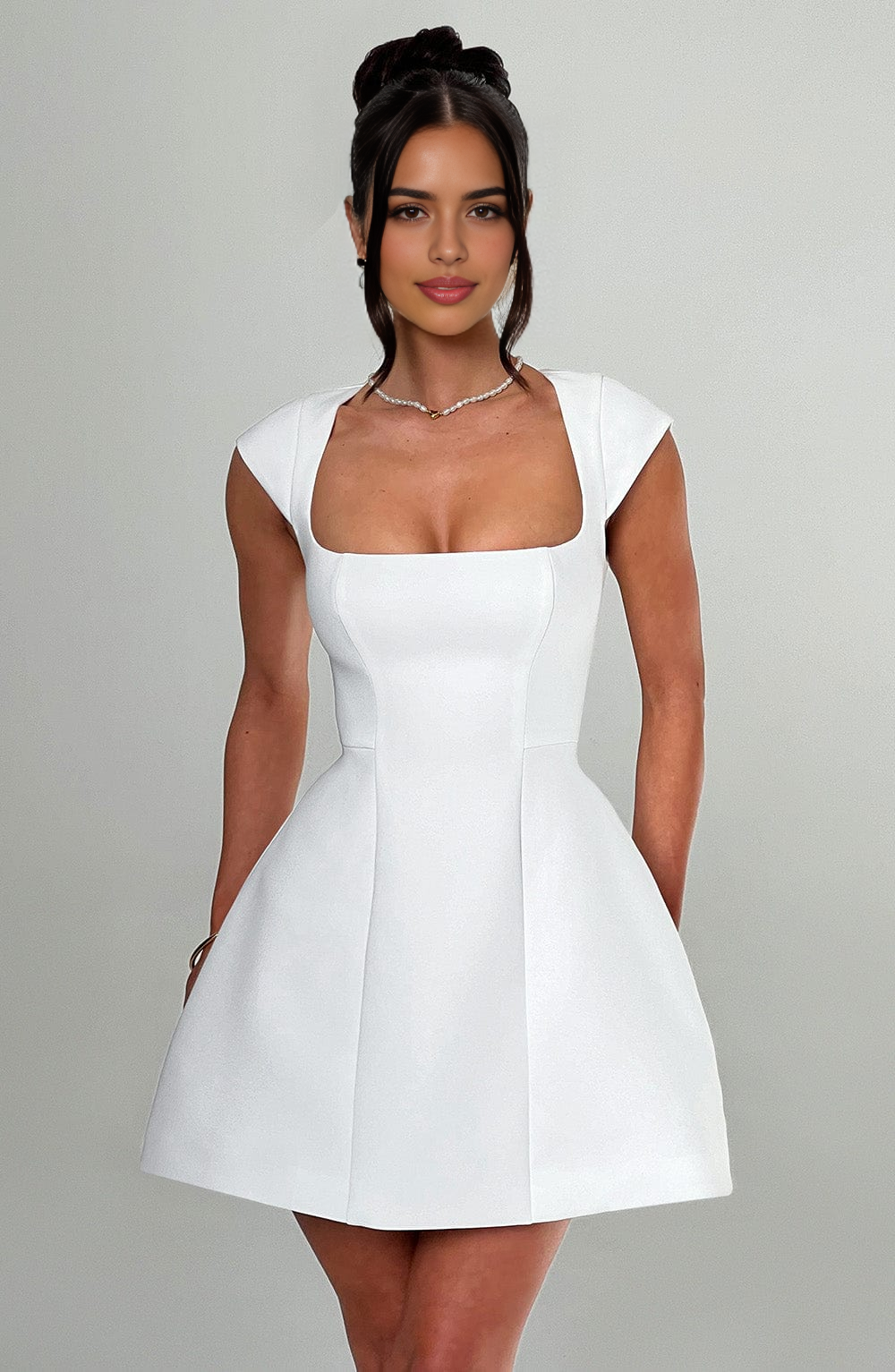 AABEI DRESS Hot Sale Homecoming Dress Elegant A Line Square neck cap sleeves Mini Dress Simple Short Prom Dresse