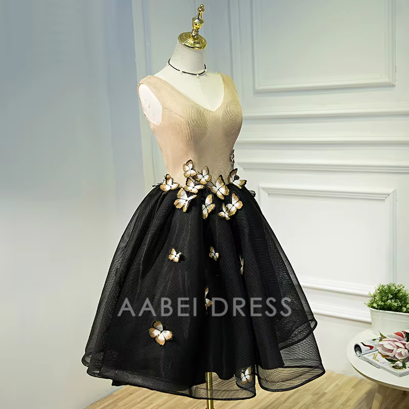 AABEI DRESS New Homecoming Dress Exquisite A-line V Neck 3D Butterfly Charming Short Prom Dresse
