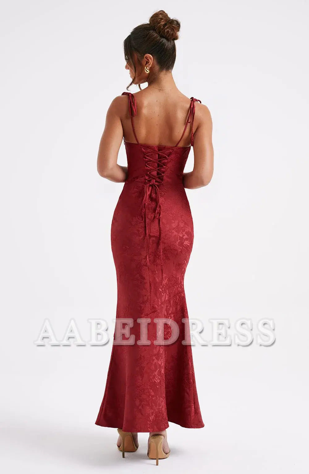Formal Wear Dresses Bridesmaid Dresses Cowl Neck Jacquard Lace up Elegant Dresses High Quality Wedding Guests Dresses