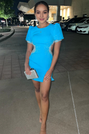 AABEI DRESS New Homecoming Dress Round Neck Short Sleeves Empire Beaded Show waist Satin Fitted Side Fork Fashion Short Prom Dresse