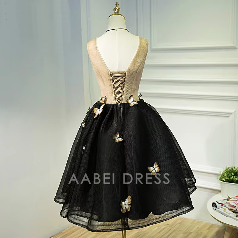 AABEI DRESS New Homecoming Dress Exquisite A-line V Neck 3D Butterfly Charming Short Prom Dresse