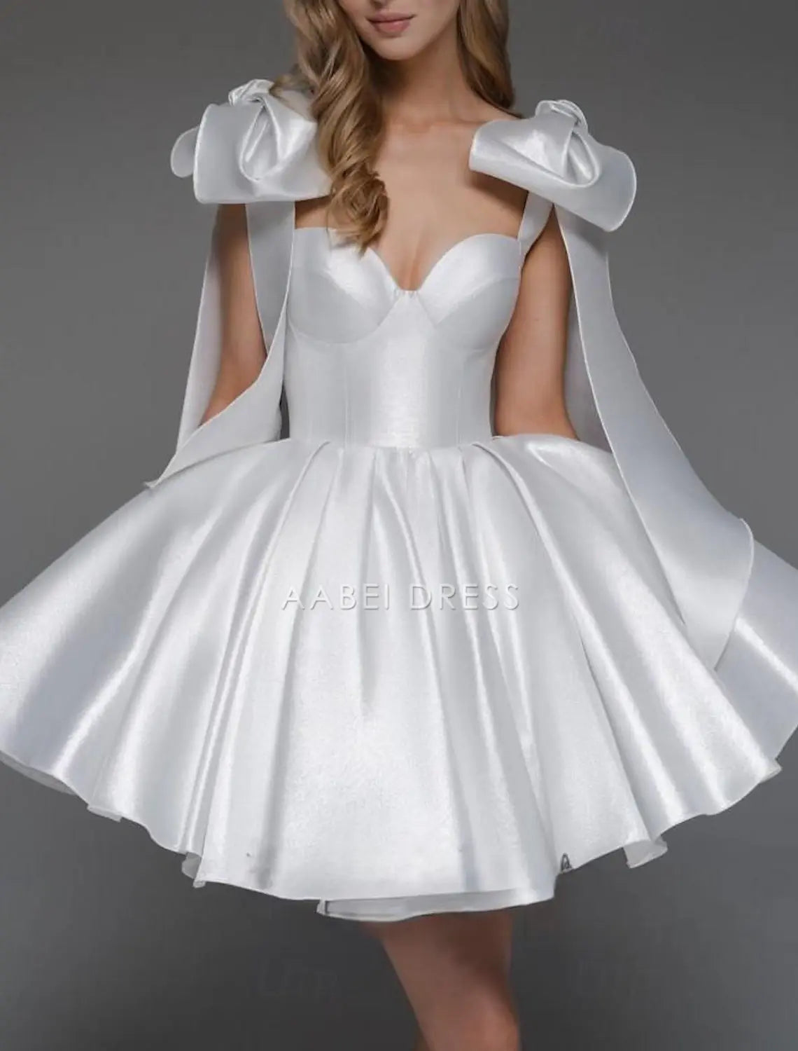 AABEI DRESS New Homecoming Dress A-Line Corsets Dress Holiday Graduation Sleeveless Off Shoulder Satin with Bow(s) Cute Short Prom Dresse