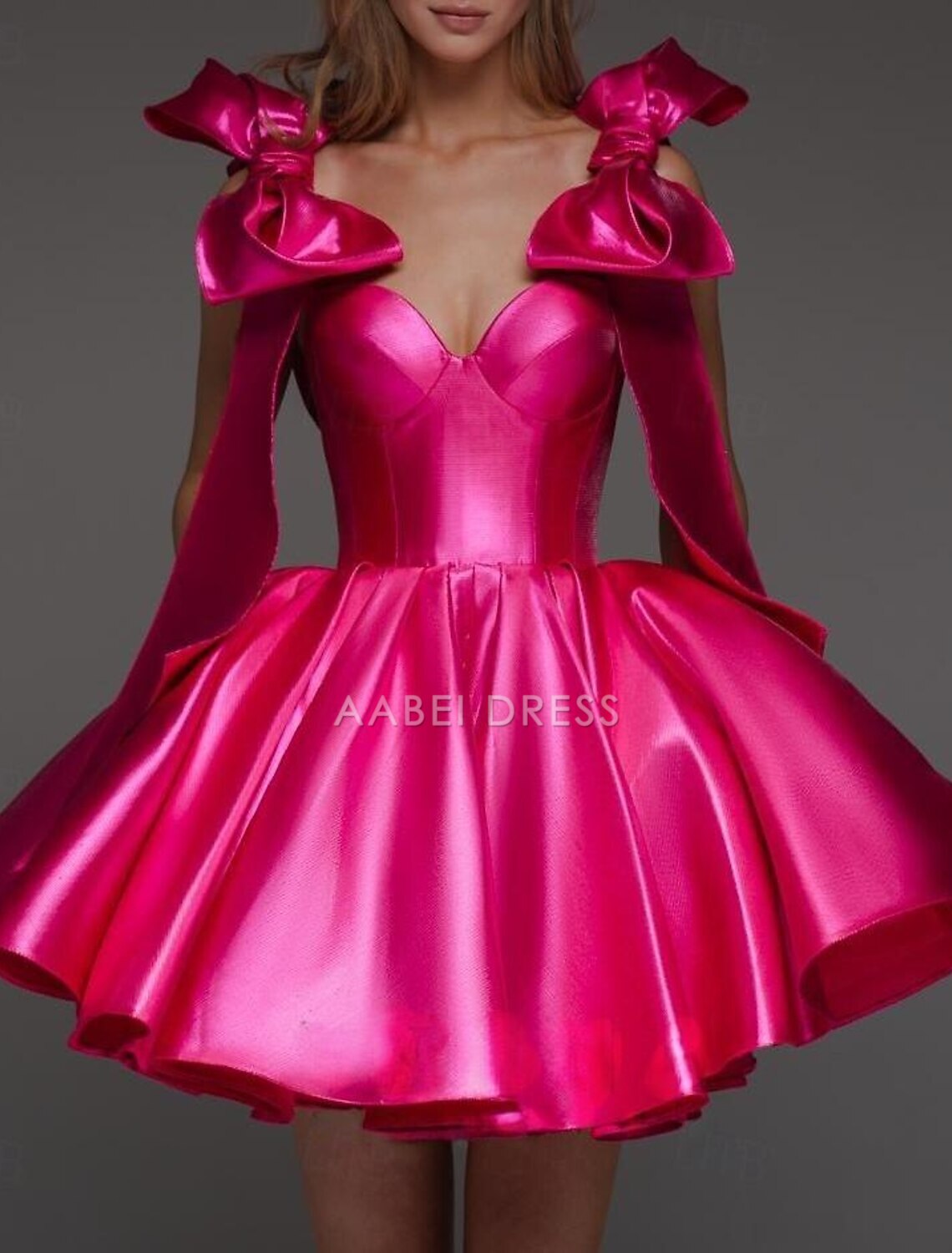 AABEI DRESS New Homecoming Dress A-Line Corsets Dress Holiday Graduation Sleeveless Off Shoulder Satin with Bow(s) Cute Short Prom Dresse