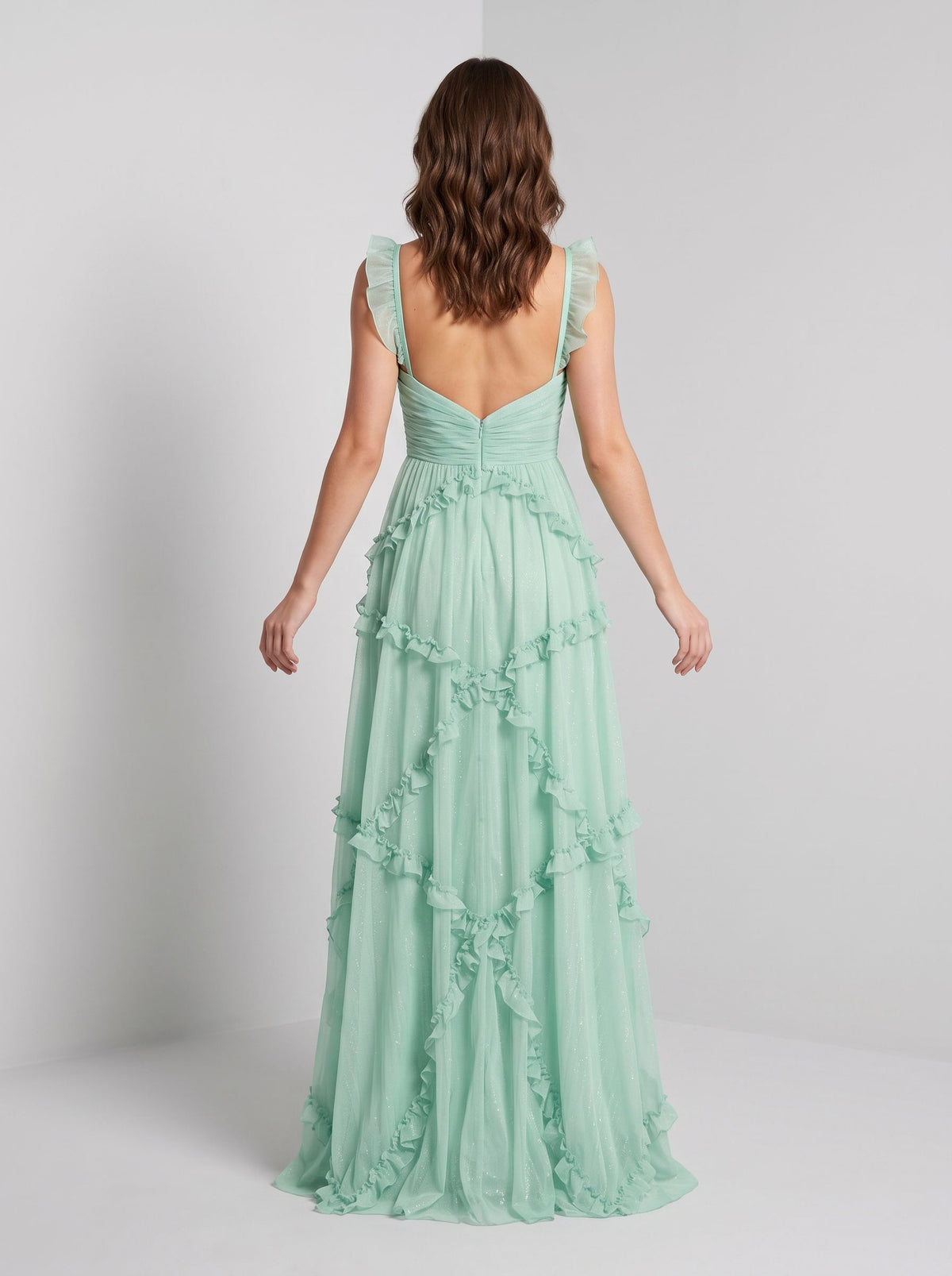 Sky Blue Chiffon A-Line Sweetheart Back Zip Floor-Length Dress