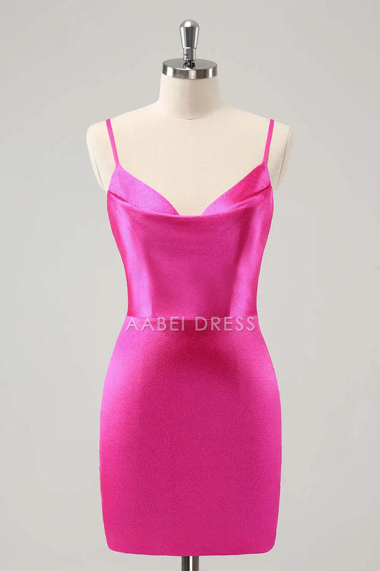 AABEI DRESS New Homecoming Dress Fashion Tight Cowl Neck Spaghetti Strap Backless Gorgeous Short Graduation Dress