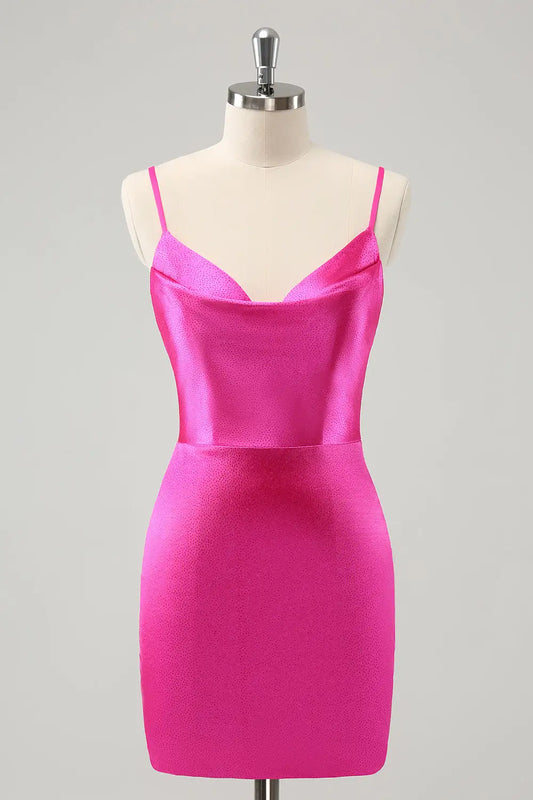 AABEI DRESS New Homecoming Dress Fashion Tight Cowl Neck Spaghetti Strap Backless Gorgeous Short Graduation Dress