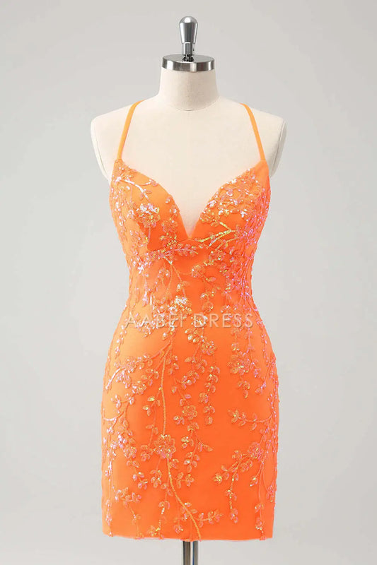 AABEI DRESS New Homecoming Dress Halter Sweetheart Sparkly Backless Lace-Up Back Tight Sequins Short Graduation Dress