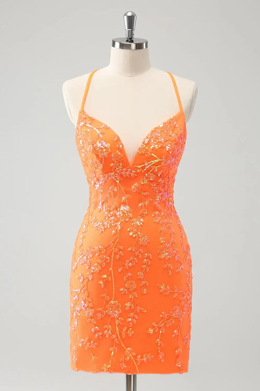 AABEI DRESS New Homecoming Dress Halter Sweetheart Sparkly Backless Lace-Up Back Tight Sequins Short Graduation Dress