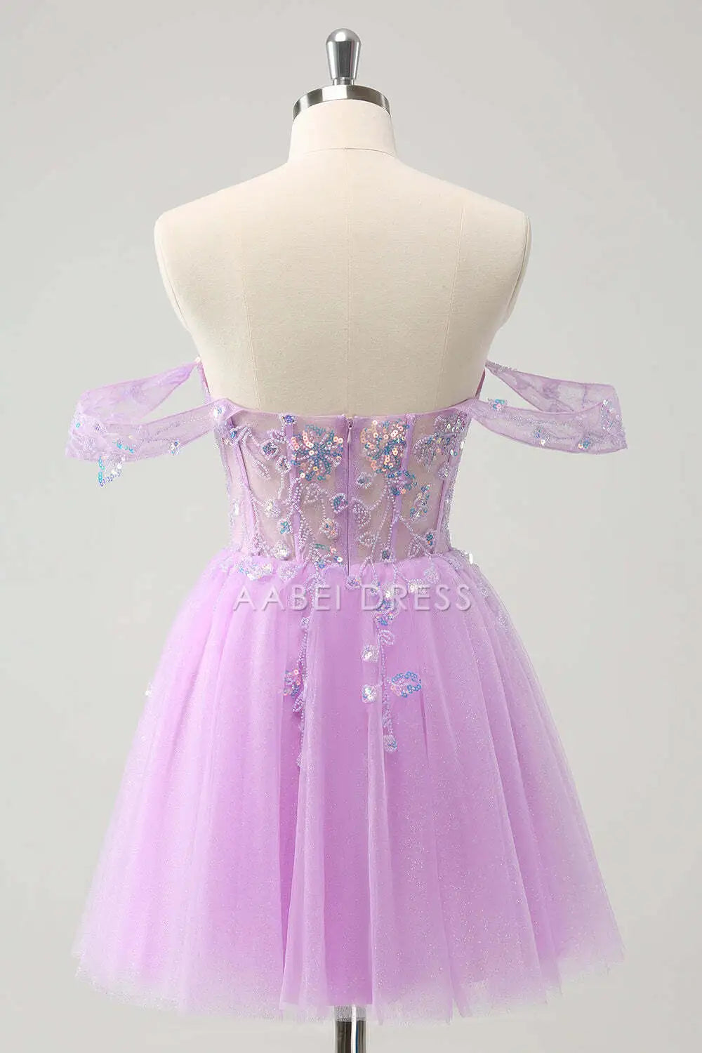 AABEI DRESS New Homecoming Dress Sparkle A Line Sweetheart Off the Shoulder Sleeveless Backless Sequined Short Graduation Dress