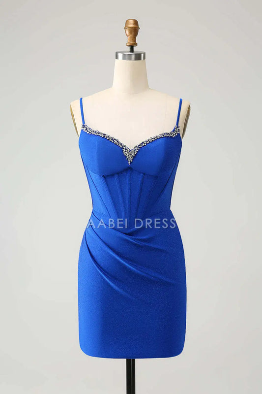 AABEI DRESS New Homecoming Dress Sparkly Tight Corset Sweetheart Spaghetti Straps Beadwork Elegant Short Graduation Dress