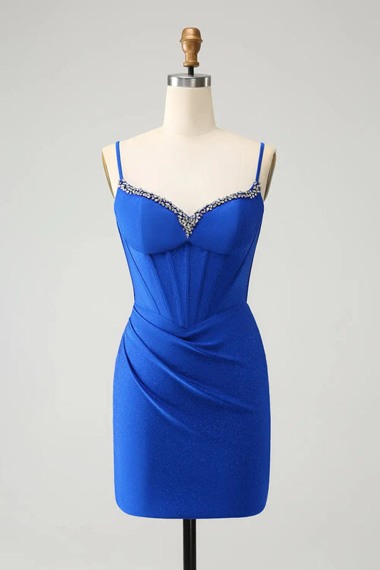 AABEI DRESS New Homecoming Dress Sparkly Tight Corset Sweetheart Spaghetti Straps Beadwork Elegant Short Graduation Dress