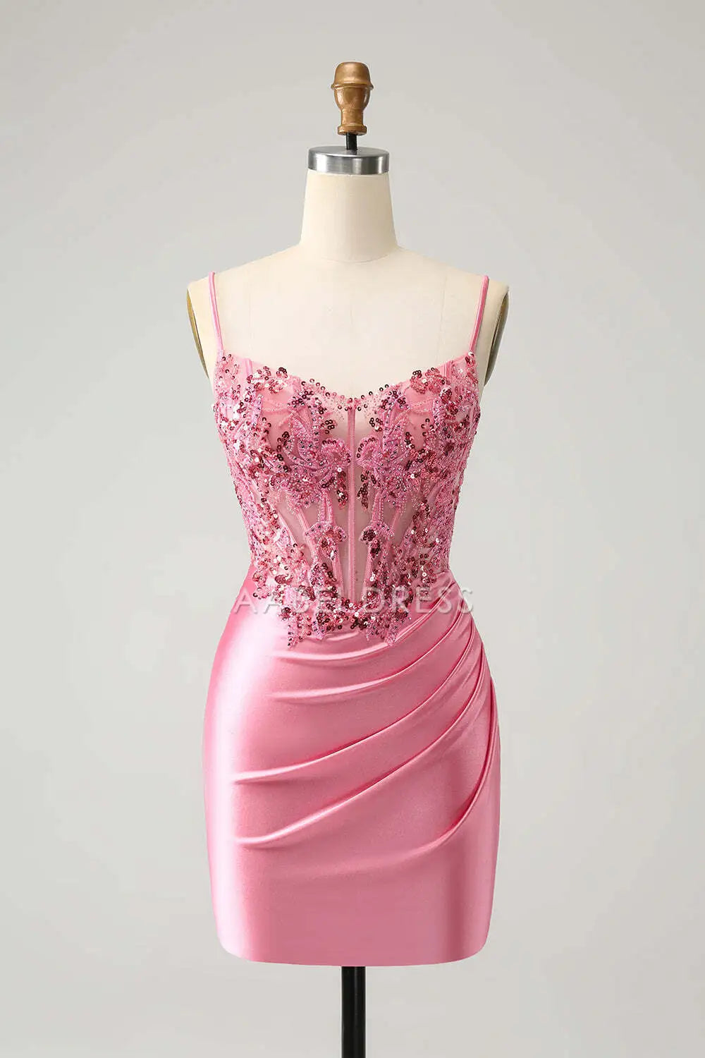 AABEI DRESS New Homecoming Dress Sparkly Tight Corset Spaghetti Straps Backless Beadwork Exquisite Fashion Short Graduation Dress
