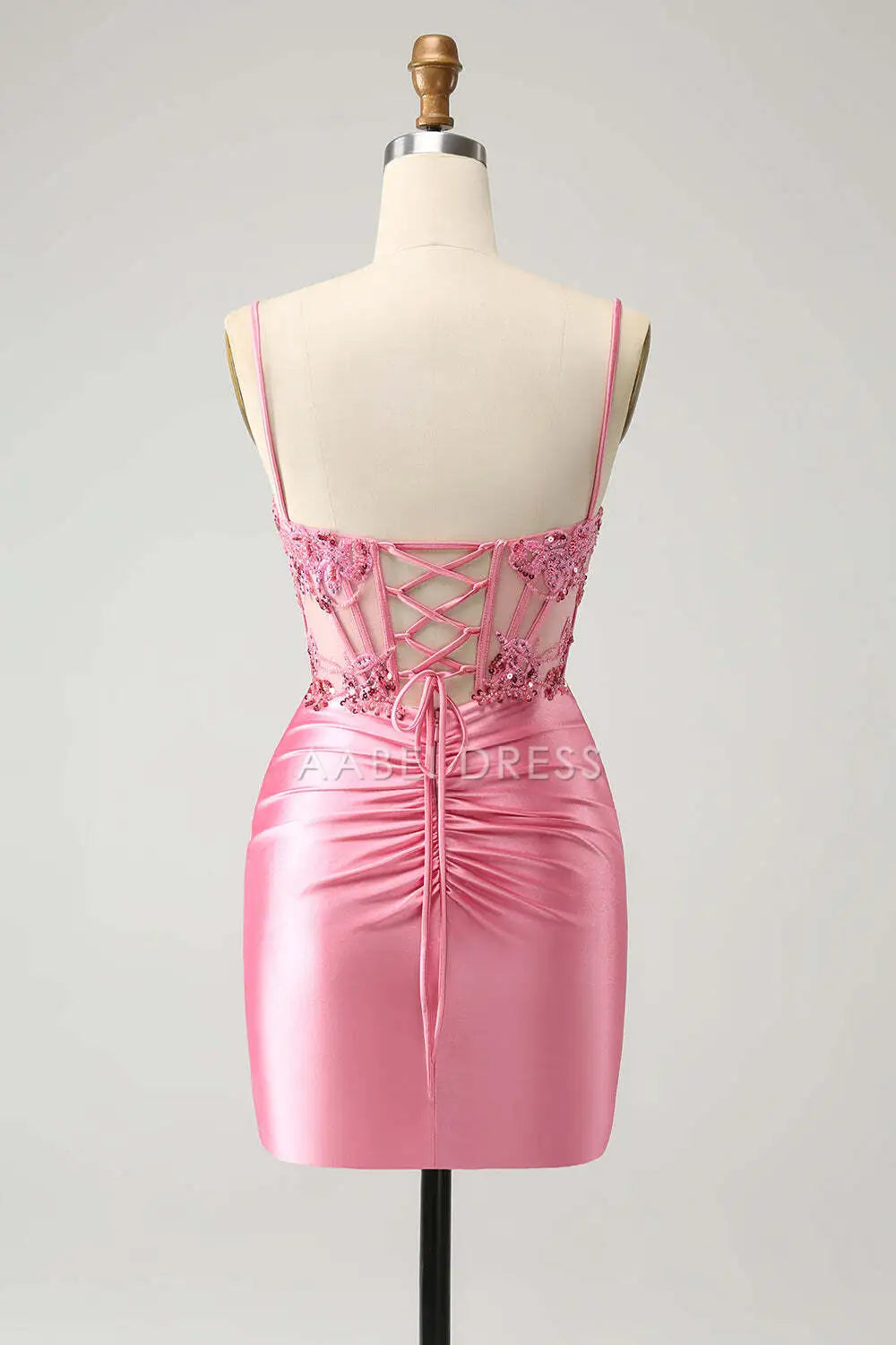AABEI DRESS New Homecoming Dress Sparkly Tight Corset Spaghetti Straps Backless Beadwork Exquisite Fashion Short Graduation Dress