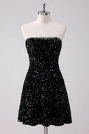 AABEI DRESS New Homecoming Dress Sparkly A-Line Strapless Sequins Elegant Short Graduation Dress
