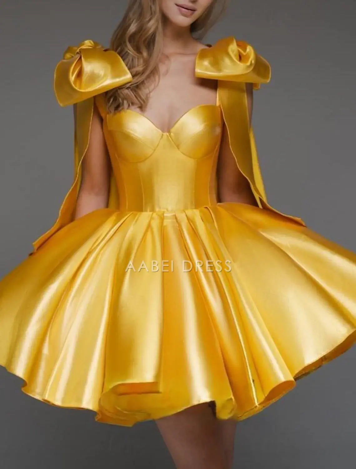 AABEI DRESS New Homecoming Dress A-Line Corsets Dress Holiday Graduation Sleeveless Off Shoulder Satin with Bow(s) Cute Short Prom Dresse