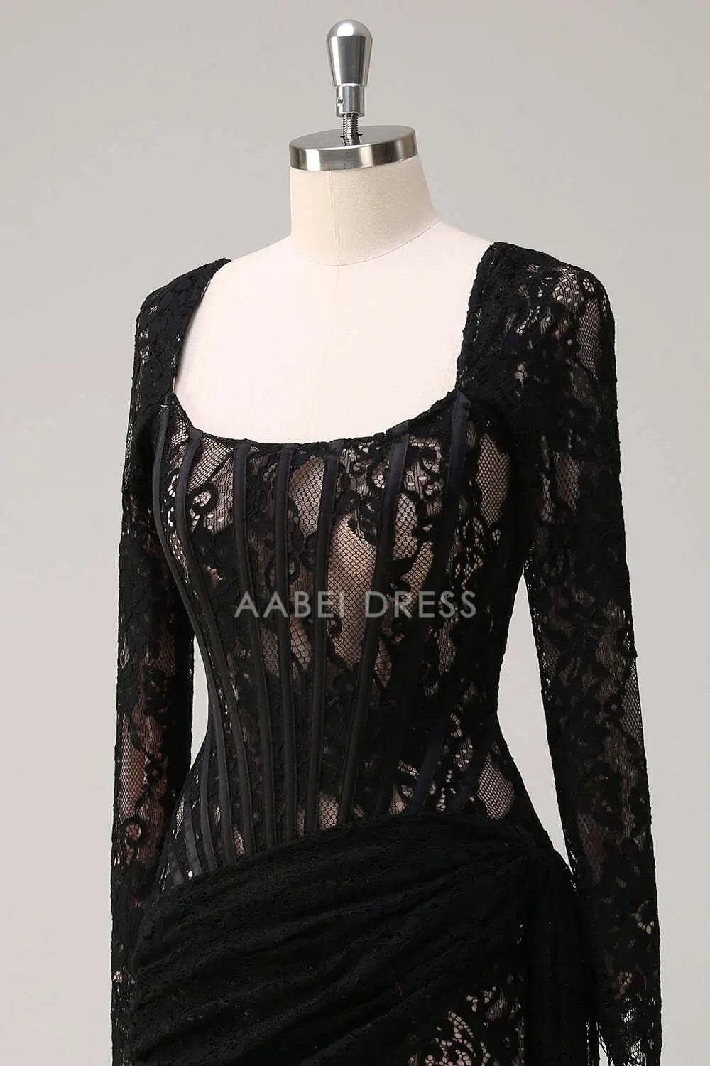 AABEI DRESS New Homecoming Dress Fashion Sheath Square Neck Long Sleeves Corset Pleated Backless Short Cocktail Dress Graduation Dress