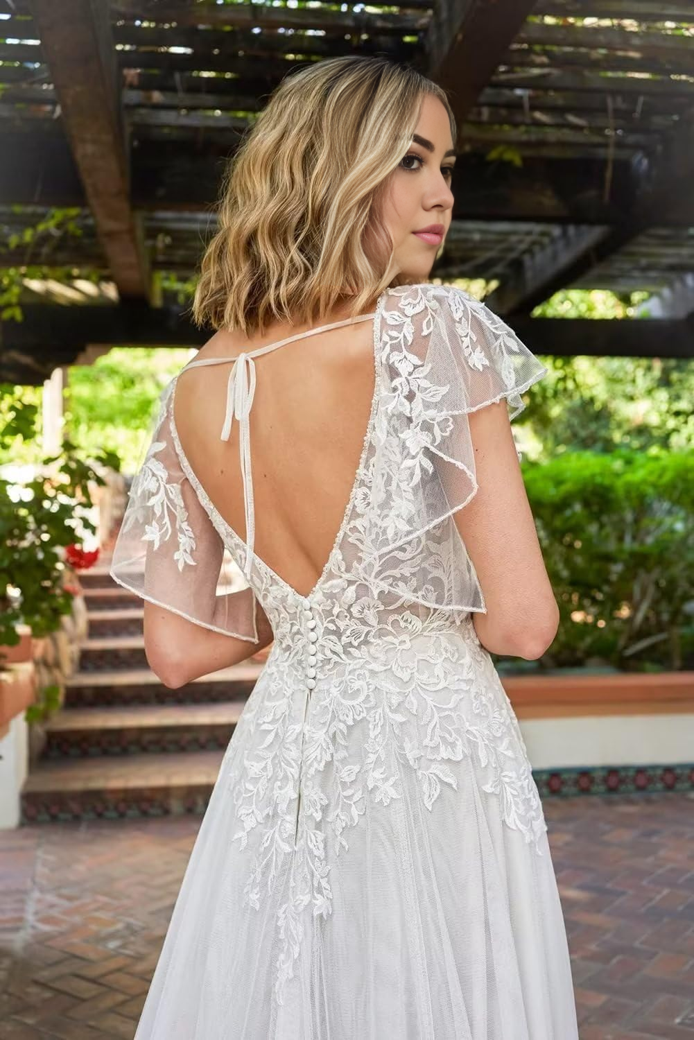 Wedding Dress V-Neck Lace Mermaid Sleeveless Beach Bohe Bridal Gown Formal Wear Dresses